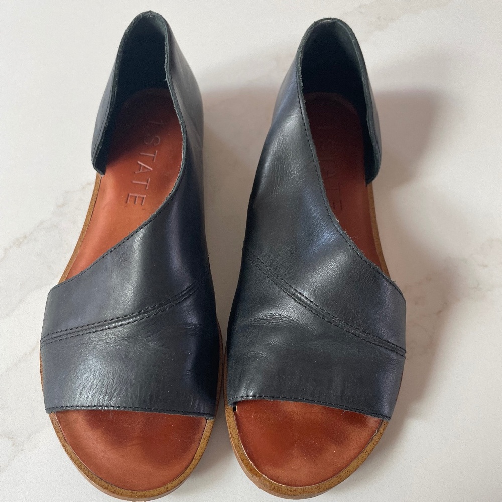 Size 5, 1.State Black Leather Sandals